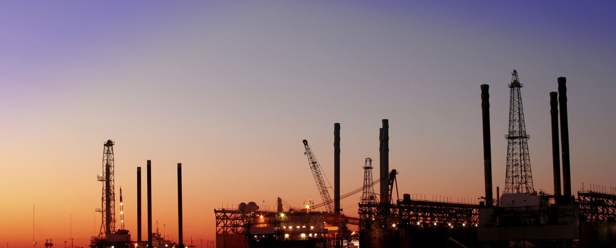 Energy infrastructure at sunset
